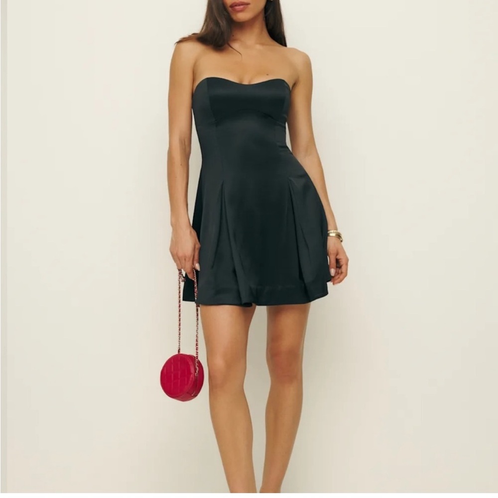 NWT black reformation jacques satin dress